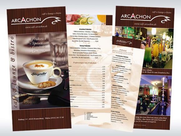 Speisekartendesign für das Café Arcachon