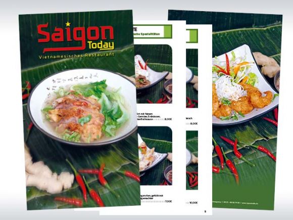 Speisekarten-Design für Restaurant Saigon Today