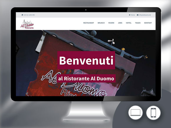 Webdesign für das italienische Restaurant Alduomo in Braunschweig