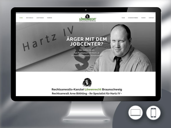 Webdesign für die Rechtsanwalts-Kanzlei Löwenrecht in Braunschweig
